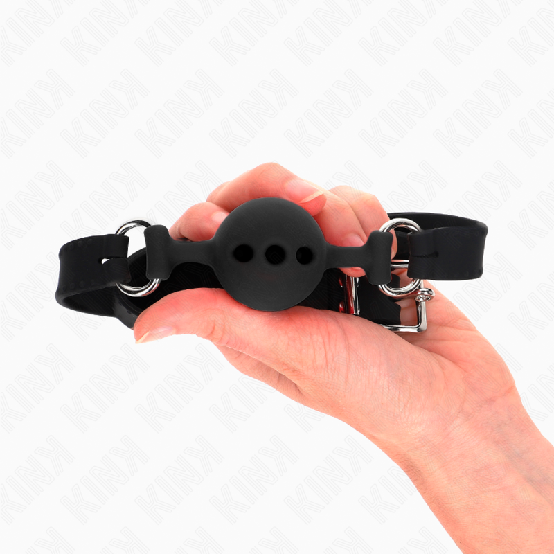 KINK - GAG 55 x 2 CM BALL 4 CM FULL SILICONE SIZE S BLACK ADJUSTABLE 35-51 CM