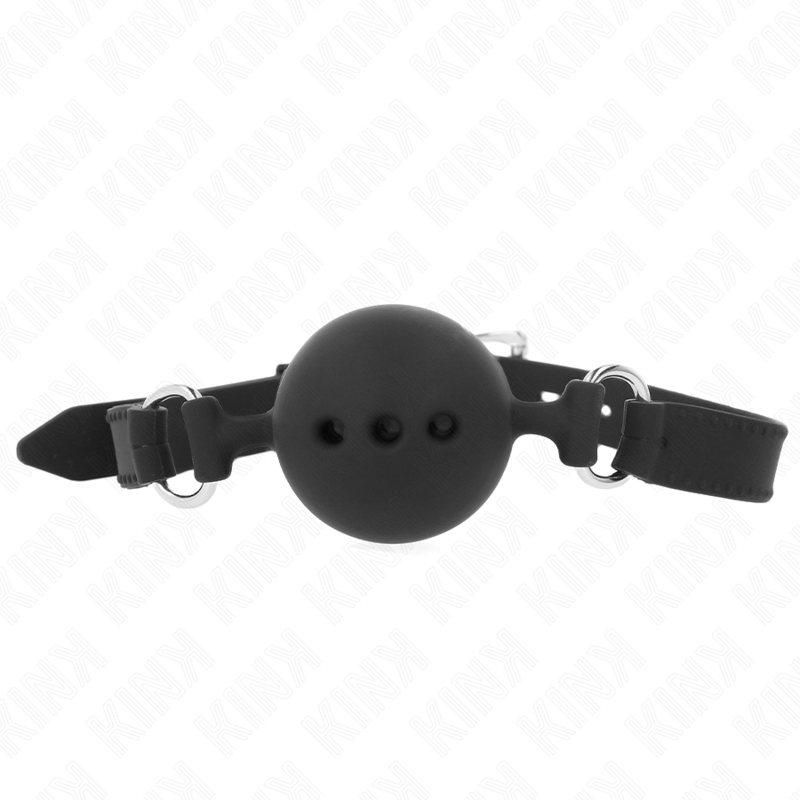 KINK - GAG 55 x 2 CM BALL 4.5 CM FULL SILICONE SIZE M BLACK ADJUSTABLE 35-51 CM