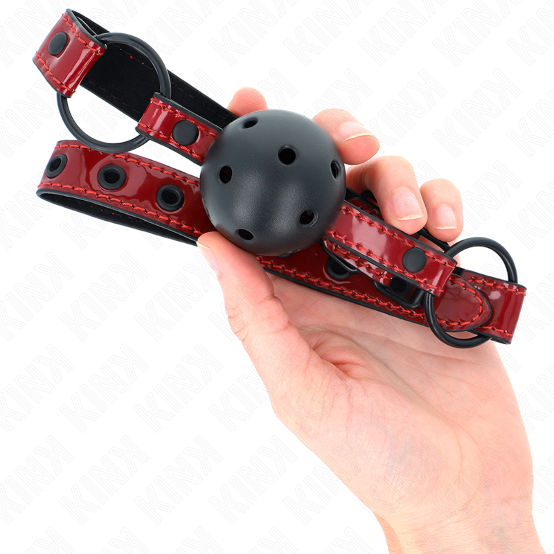 KINK - 4.5 CM SHINY LEATHERETTE BALL GAG 63.5 X 2 CM ADJUSTABLE 41 X 59 CM