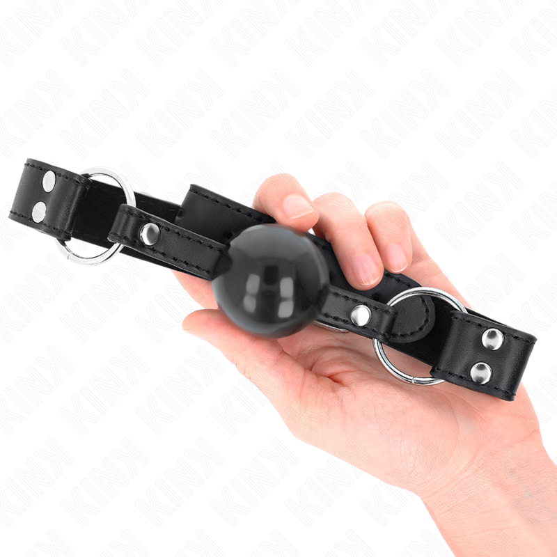 KINK - 4 CM SOFT AND SOLID BALL GAG WITH 62 x 2.5 CM LEATHERETTE STRAP ADJUSTABLE 42-58 CM