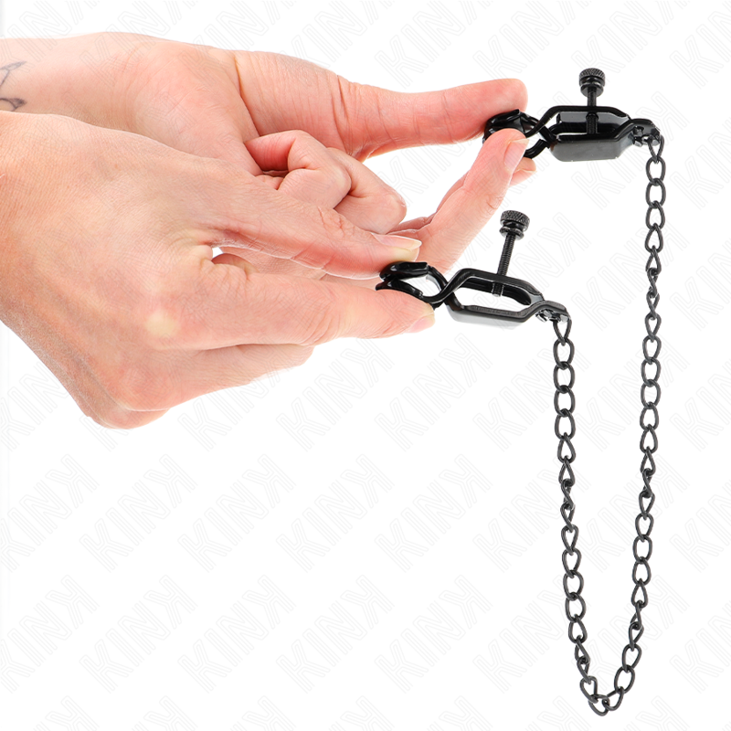 KINK - BLACK FLAT NIPPLE CLAMPS WITH BLACK CHAIN 30 CM