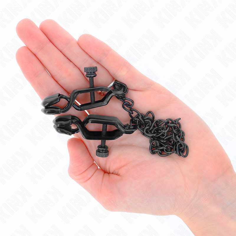KINK - BLACK FLAT NIPPLE CLAMPS WITH BLACK CHAIN 30 CM