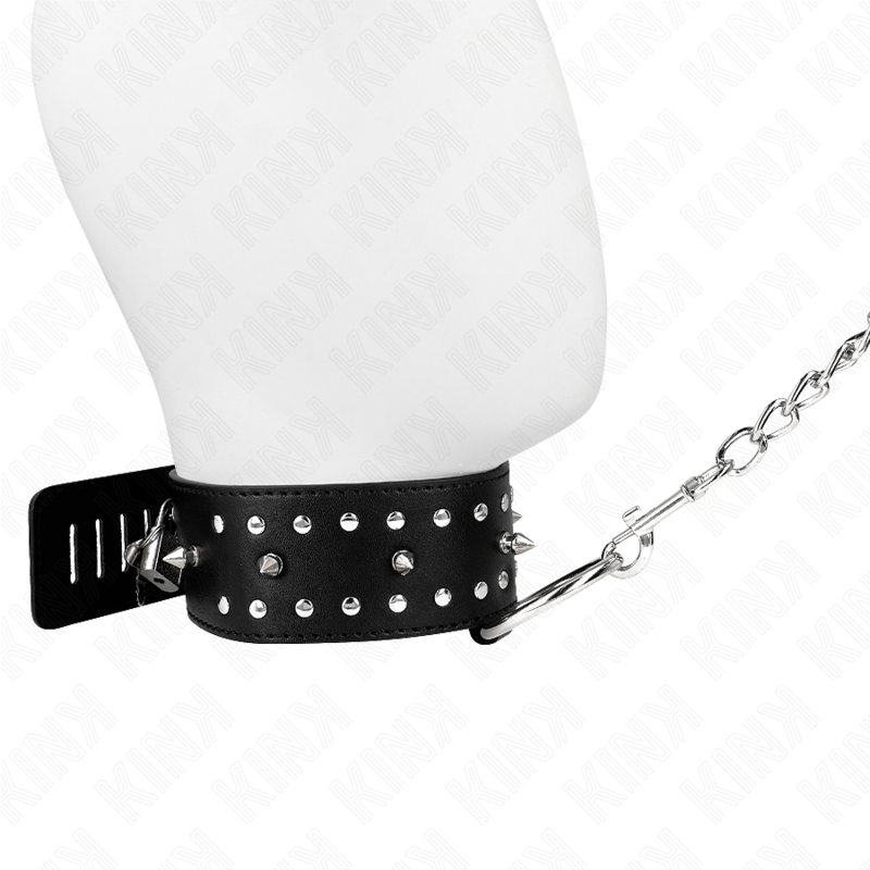 KINK - 65 CM SILVER STUDDED LEASH COLLAR MODEL 1 ADJUSTABLE 36-43 CM X 5 CM