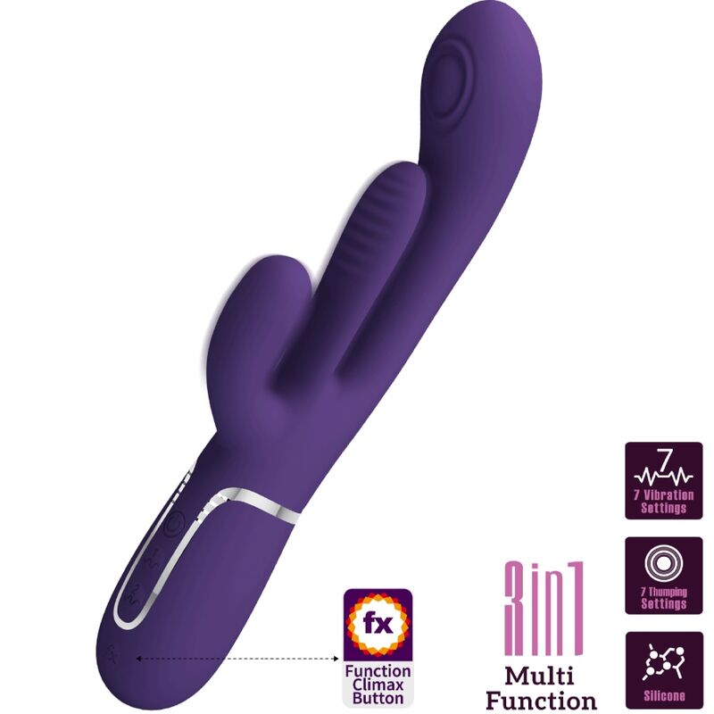 PRETTY LOVE - SHANIA TRIPLE MULTIFUNCTION RABBIT VIBRATOR PURPLE