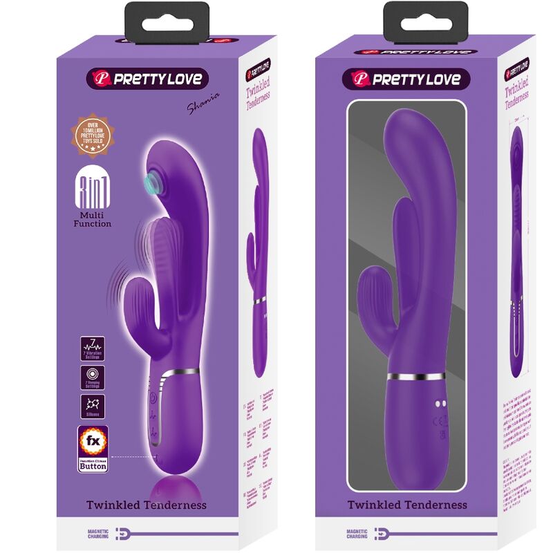 PRETTY LOVE - SHANIA TRIPLE MULTIFUNCTION RABBIT VIBRATOR PURPLE