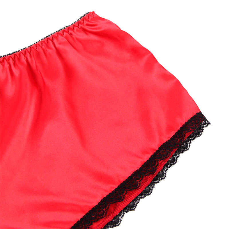 SUBBLIME - 953898 3-PIECE RED LACE AND SATIN SET S/M