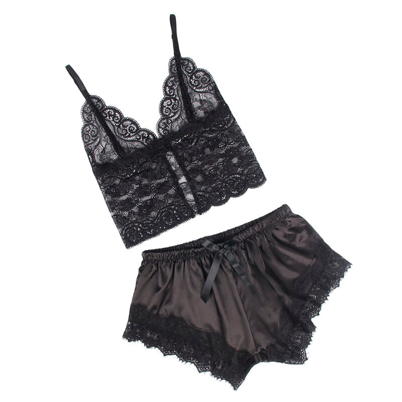 SUBBLIME - 953942 SEXY SATIN AND BLACK LACE PAJAMAS L/XL