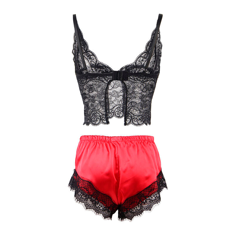SUBBLIME - 953966 SEXY SATIN AND LACE PAJAMAS BLACK/RED L/XL