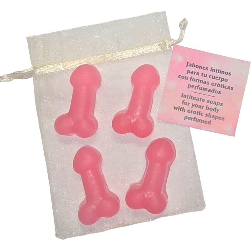 Spicy Devil - 4 Pink Penis-Shaped Perfumed Mini Soaps