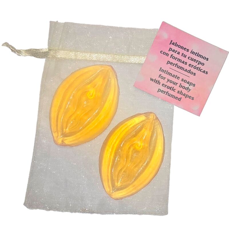 SPICY DEVIL - 2 YELLOW VAGINA-SHAPED PERFUMED SOAPS