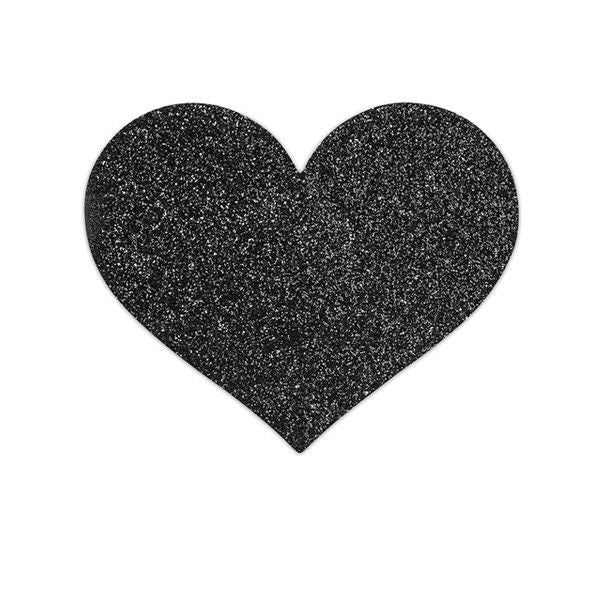 BIJOUX - INDISCRETS FLASH BLACK HEART NIPPLE COVERS
