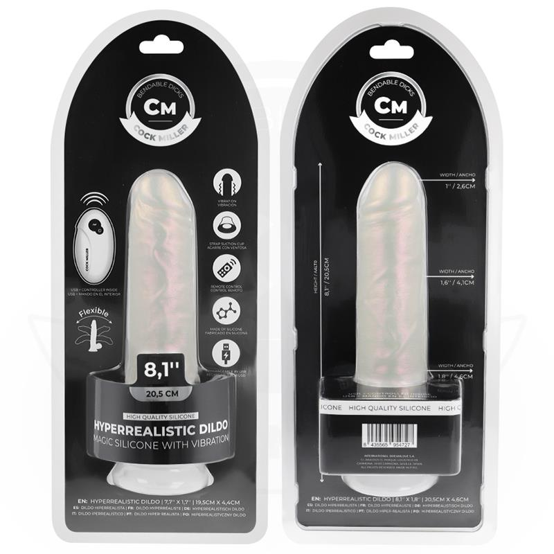 COCK MILLER - DILDO SILICONA 20,5 CM , LUCES Y VIBRACIÓN CON CONTROL REMOTO