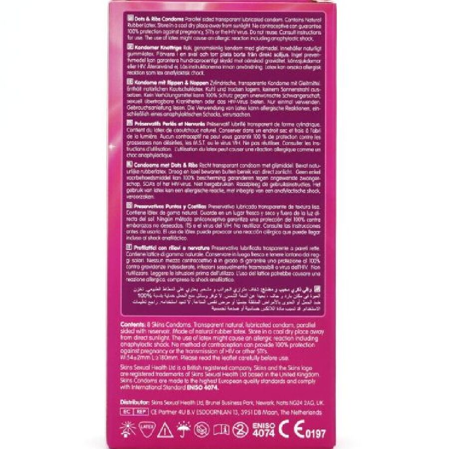 SKINS - DOTS & RIBS PRESERVATIVOS PREMIUM PACK 8