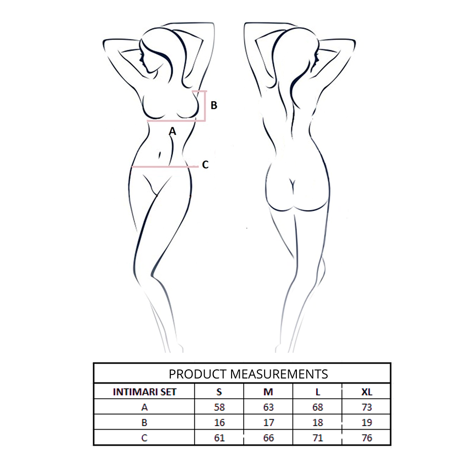 PASSION - INTIMARI SET SUJETADOR + BRAGAS NEGRO S/M