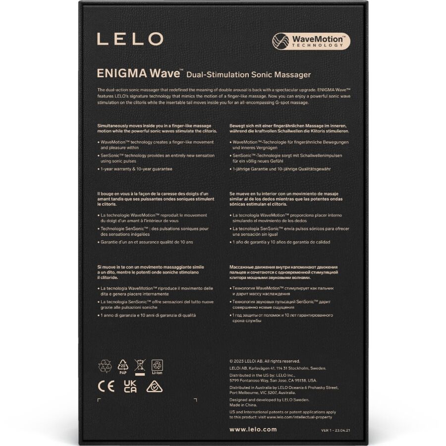 LELO - ENIGMA WAVE MASAJEADOR TRIPLE VIBRACIÓN MORADO