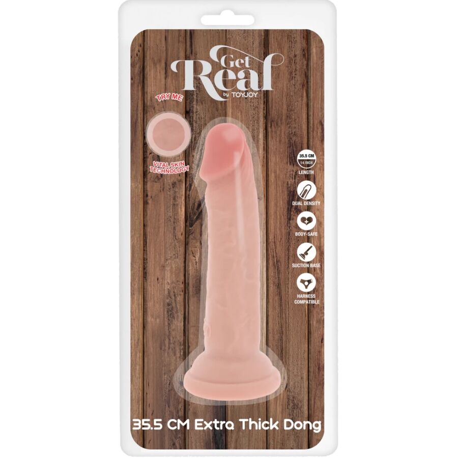GET REAL - DILDO DELUXE DONG GRUESO DE DOBLE DENSIDAD TPE 35.5 CM