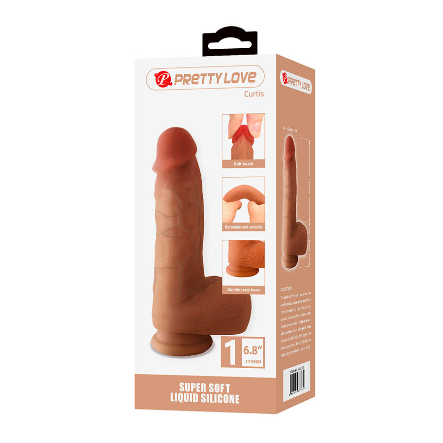 PRETTY LOVE - CURTIS DILDO REALÍSTICO CON VENTOSA 17.3 CM -Ø- 4.2 CM