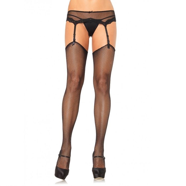 LEG AVENUE - SELF-STICK TOP SILICONE-FREE FISHNET STOCKINGS