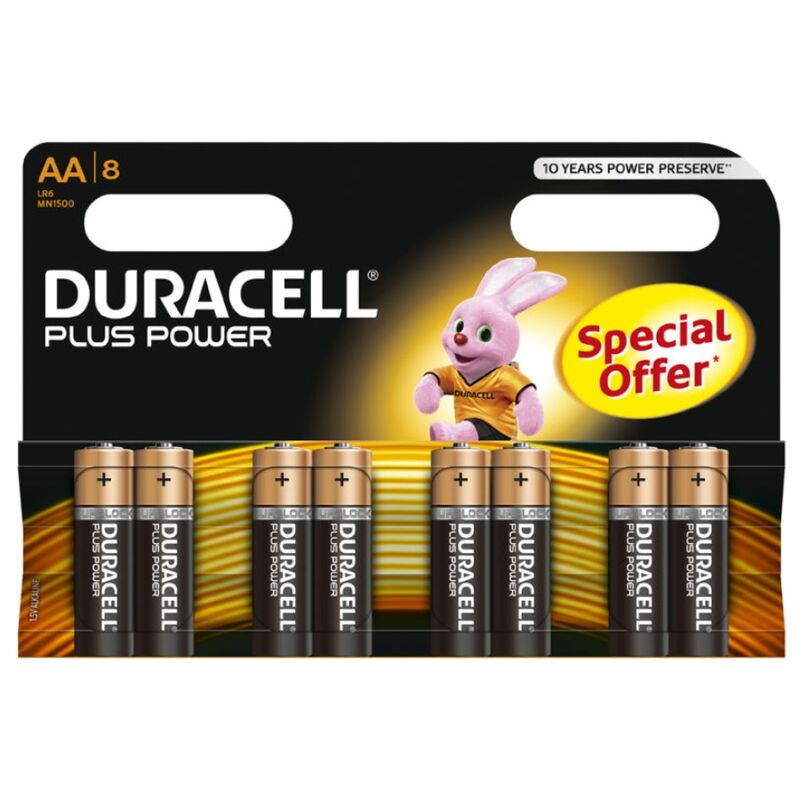 DURACELL - PLUS POWER AA ALKALINE BATTERY LR6 BLISTER*8