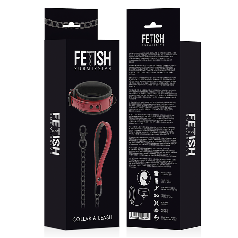 FETISH SUBMISSIVE DARK ROOM - NECKLACE WITH CHAIN WITH NEOPRENE LINED