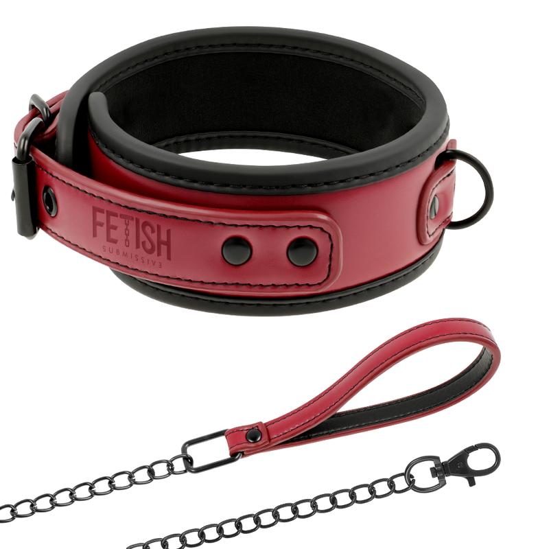 FETISH SUBMISSIVE DARK ROOM - NECKLACE WITH CHAIN WITH NEOPRENE LINED