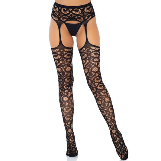 LEG AVENUE - STOCKINGS WITH GARTER BELT, ONE SIZE