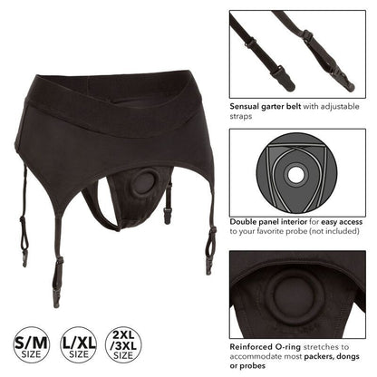 CALEXOTICS - BOUNDLESS HARNESS THONG WITH GARTER BELT S/M
