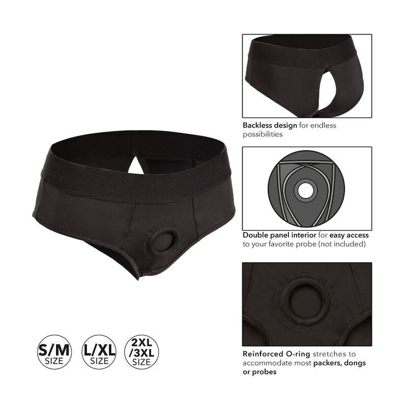 CALEXOTICS - BOUNDLESS HARNESS BRIEF WITH BACK OPENING S/M