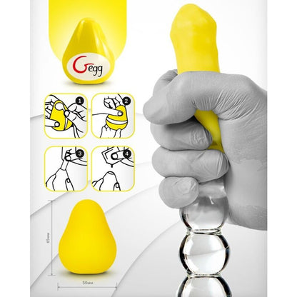 G-VIBE - REUSABLE TEXTURED YELLOW MASTURBATOR EGG