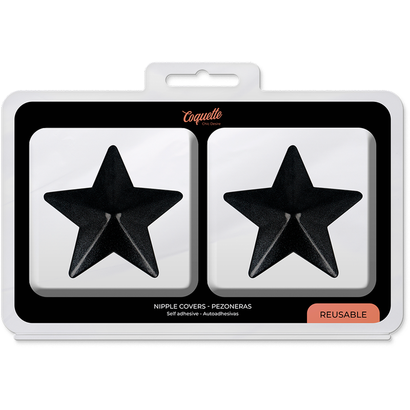 COQUETTE CHIC DESIRE - BLACK STAR METAL NIPPLE COVERS