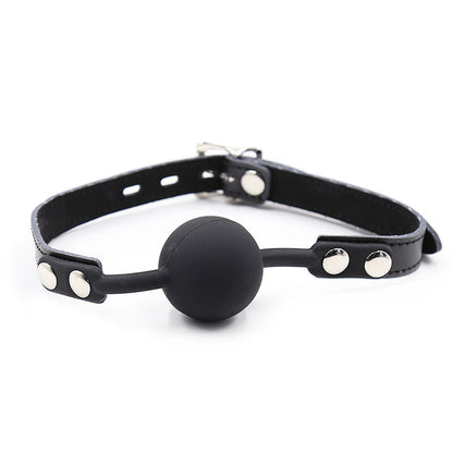 OHMAMA FETISH - SILICONE GAG WITH LEATHER STRAP (LOCK INCLUDED)