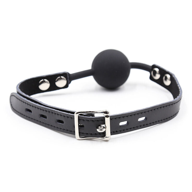 OHMAMA FETISH - SILICONE GAG WITH LEATHER STRAP (LOCK INCLUDED)