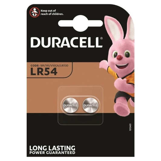 DURACELL - ALKALINE BUTTON BATTERY LR54 LR1130 AG10 1.5V BLISTER*2
