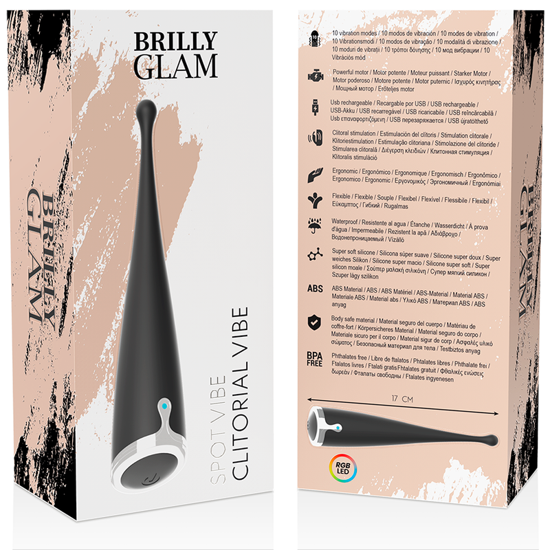 BRILLY GLAM - SPOT VIBE ORGASMIC CLITORAL VIBRATOR SILICONE BLACK