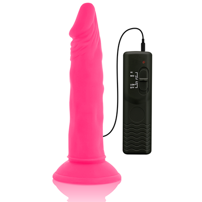 DIVERSIA - PINK VIBRATING FLEXIBLE REALISTIC DILDO 23 CM -OR- 4.3 CM