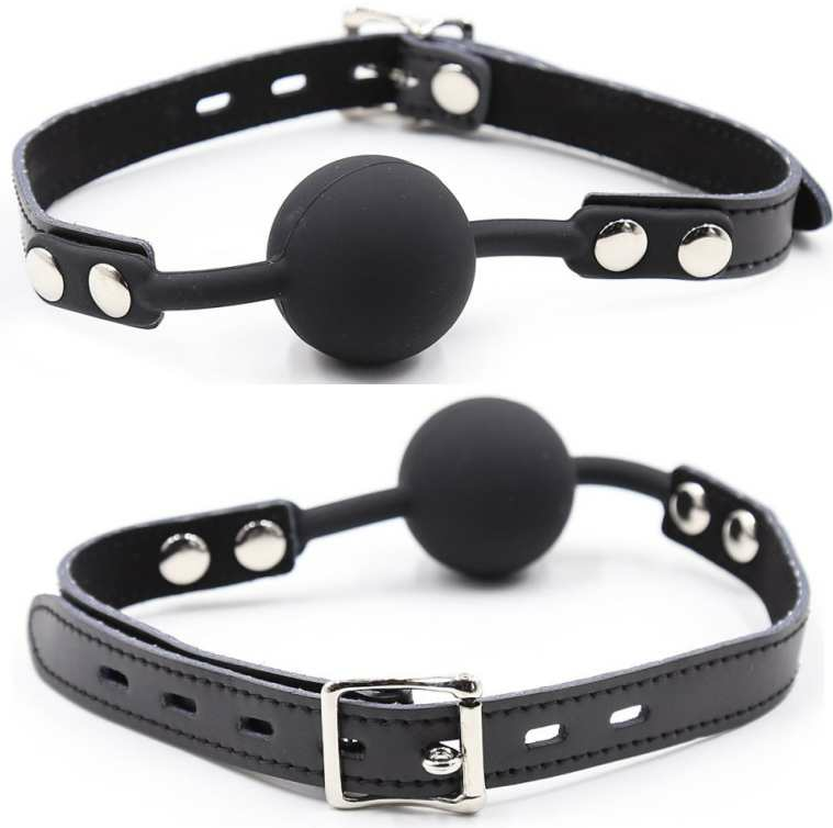 OHMAMA FETISH - SILICONE GAG WITH LEATHER STRAP (LOCK INCLUDED)