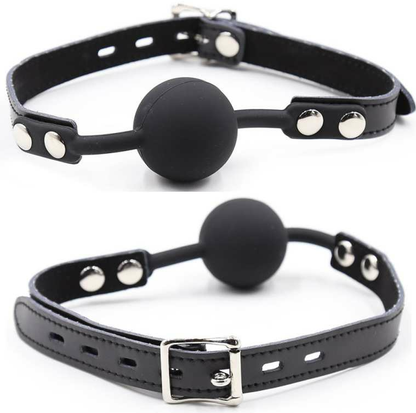 OHMAMA FETISH - SILICONE GAG WITH LEATHER STRAP (LOCK INCLUDED)