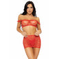 LEG AVENUE - THREE-PIECE SET: TOP, MINI SKIRT, AND THONG - ONE SIZE - BLACK