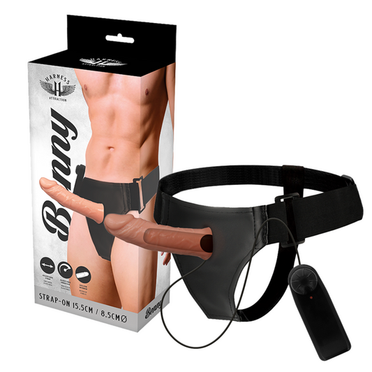 HARNESS ATTRACTION - HOLLOW HARNESS BENNY WITH VIBRATOR 15 CM -OR- 4.5 CM