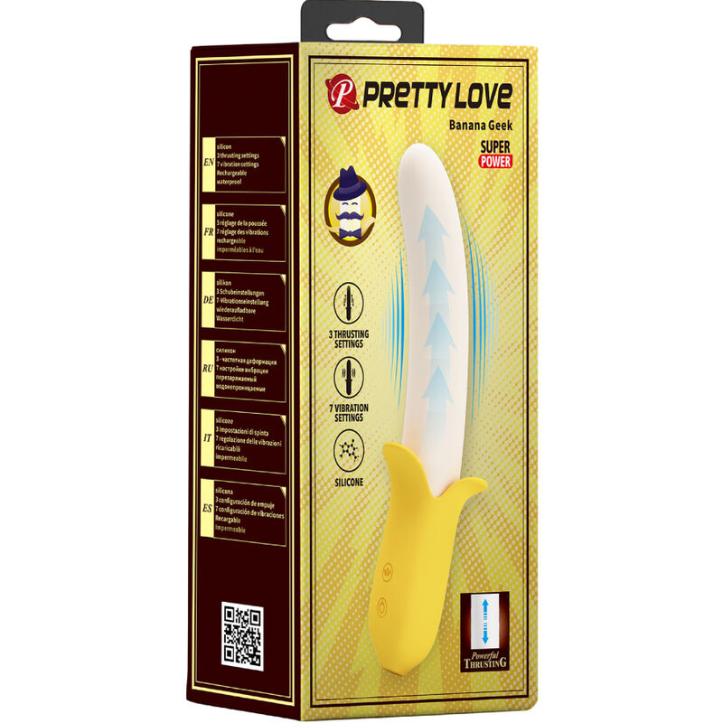 PRETTY LOVE - BANANA GEEK SUPER POWER 7 VIBRATIONS UP &amp; DOWN SILICONE BLACK