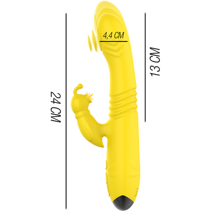 INTENSE - TOKY MULTIFUNCTIONAL RECHARGEABLE UP &amp; DOWN VIBRATOR WITH CLITORIS STIMULATOR YELLOW
