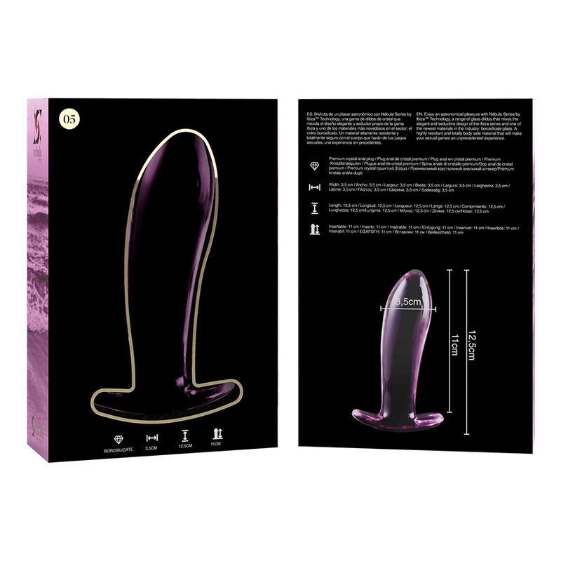 NEBULA SERIES BY IBIZA - MODELO 5 PLUG CRISTAL TRANSPARENTE 12.5 CM -O- 3.5 CM