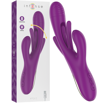 INTENSE - APOLLO RECHARGEABLE MULTIFUNCTION VIBRATOR 7 VIBRATIONS WITH OSCILLATING TONGUE PURPLE