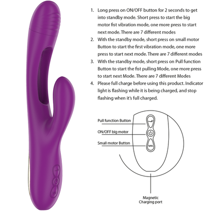 INTENSE - APOLLO RECHARGEABLE MULTIFUNCTION VIBRATOR 7 VIBRATIONS WITH OSCILLATING TONGUE PURPLE