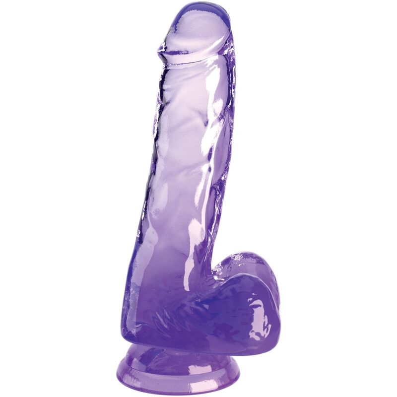 KING COCK - CLEAR REALISTIC PENIS WITH TESTICLES 13.5 CM PURPLE