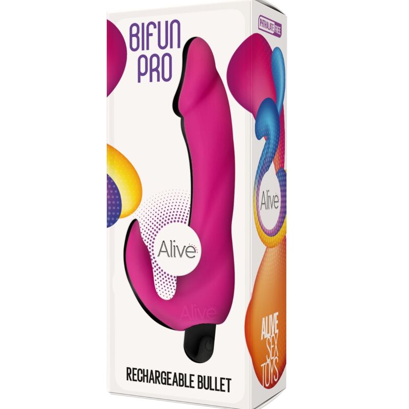 ALIVE - BIFUN PRO PINK VIBRATING DILDO 14.9 CM