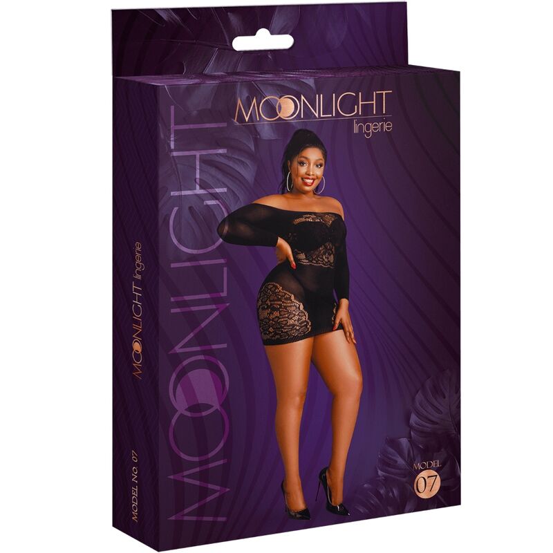 MOONLIGHT - MODEL 7 BLACK LONG-SLEEVED DRESS ONE SIZE / PLUS SIZE