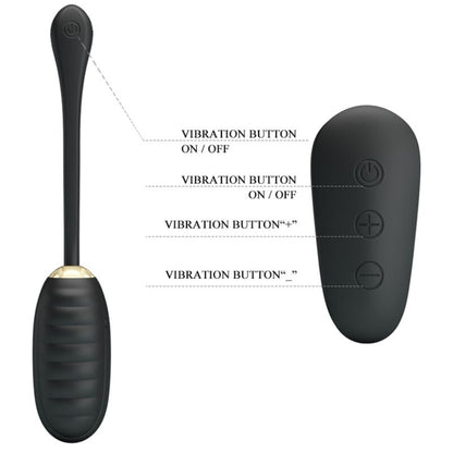 PRETTY LOVE - DOREEN LUXURY VIBRATING EGG RECHARGEABLE BLACK REMOTE CONTROL