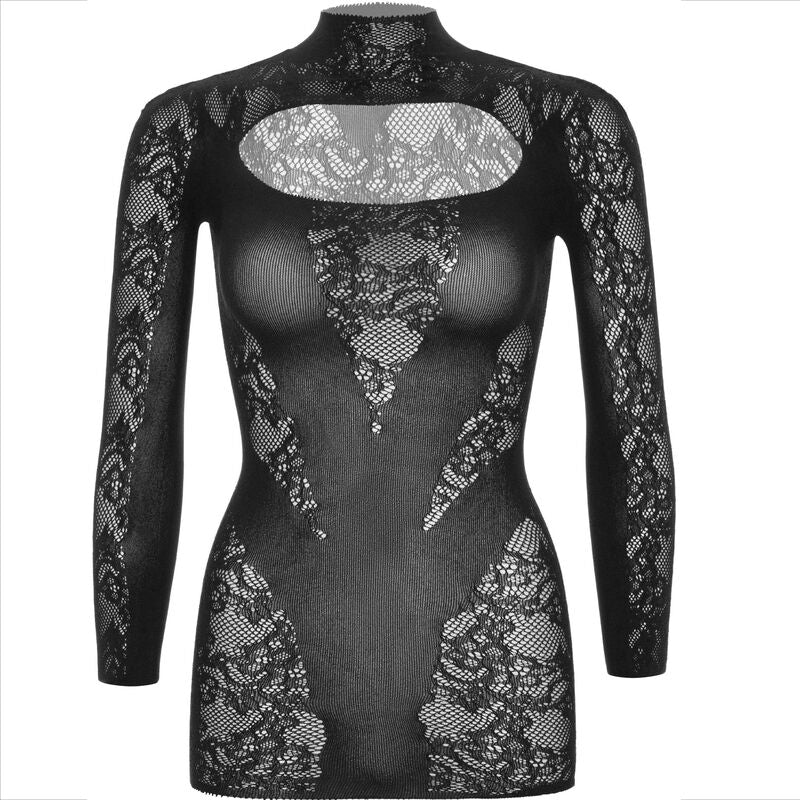 LEG AVENUE - LACE MINI DRESS WITH LONG SLEEVES IN BLACK