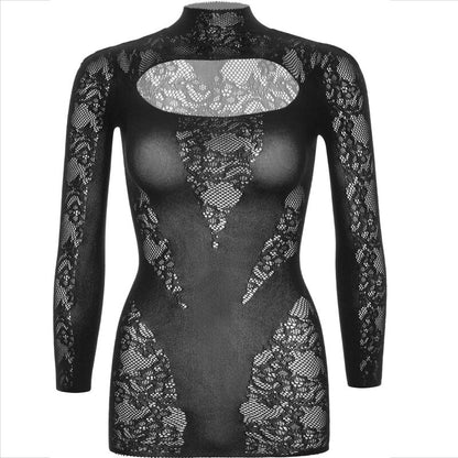 LEG AVENUE - LACE MINI DRESS WITH LONG SLEEVES IN BLACK